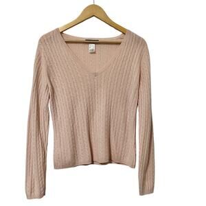 Esperanto Cable Knit 100% Cashmere Sweater Size S Pink Soft Girl Academia Preppy